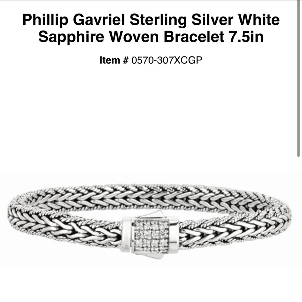 Phillip Gavriel Sterling Silver White
Sapphire Woven Bracelet 7.5in
